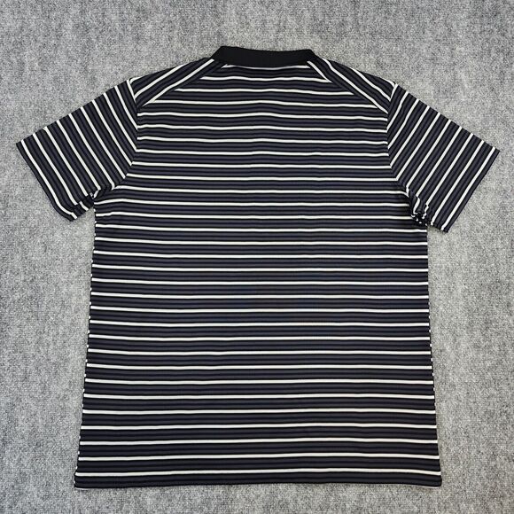 Nike Shirt Mens XL Black Gray Striped Polo Dri-Fit Standard Short Sleeve Logo - Picture 3 of 14